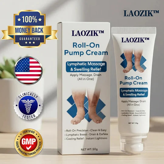 Creme roll-on LAOZIK para massagem linfática e alívio do inchaço